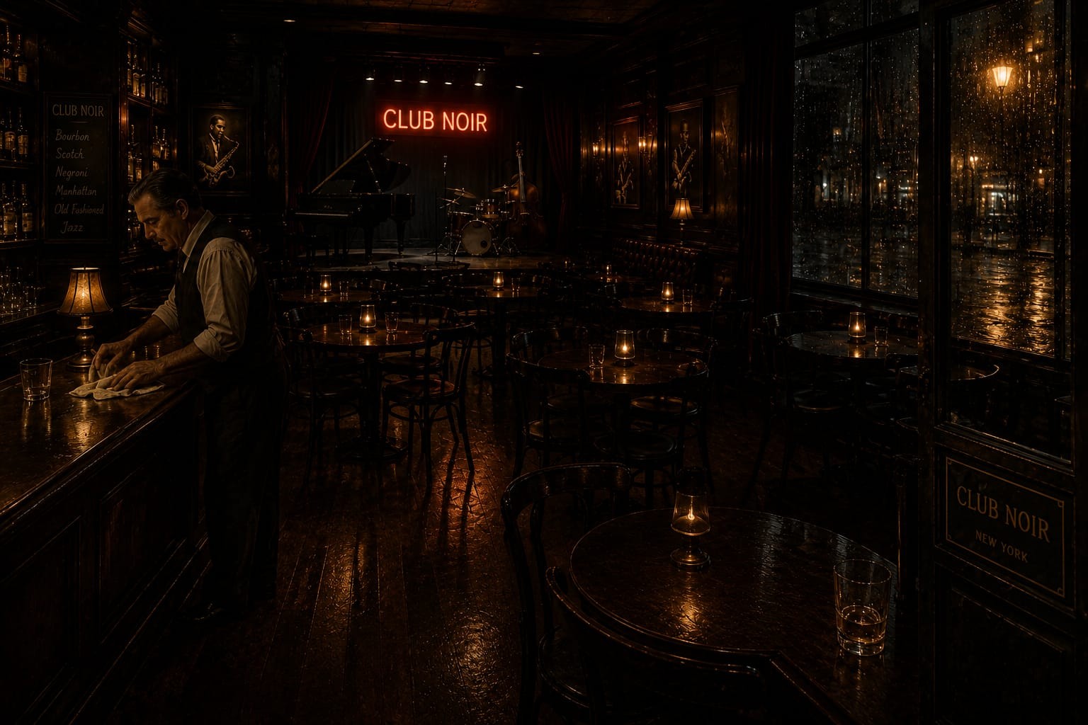 Bar counter inside Club Noir
